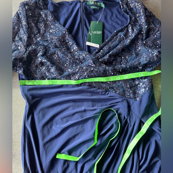 NWT Ralph Lauren - Long Sleeve Sequin Gown - Size 18 - Navy Blue - New w/Tags - Picture 7 of 7